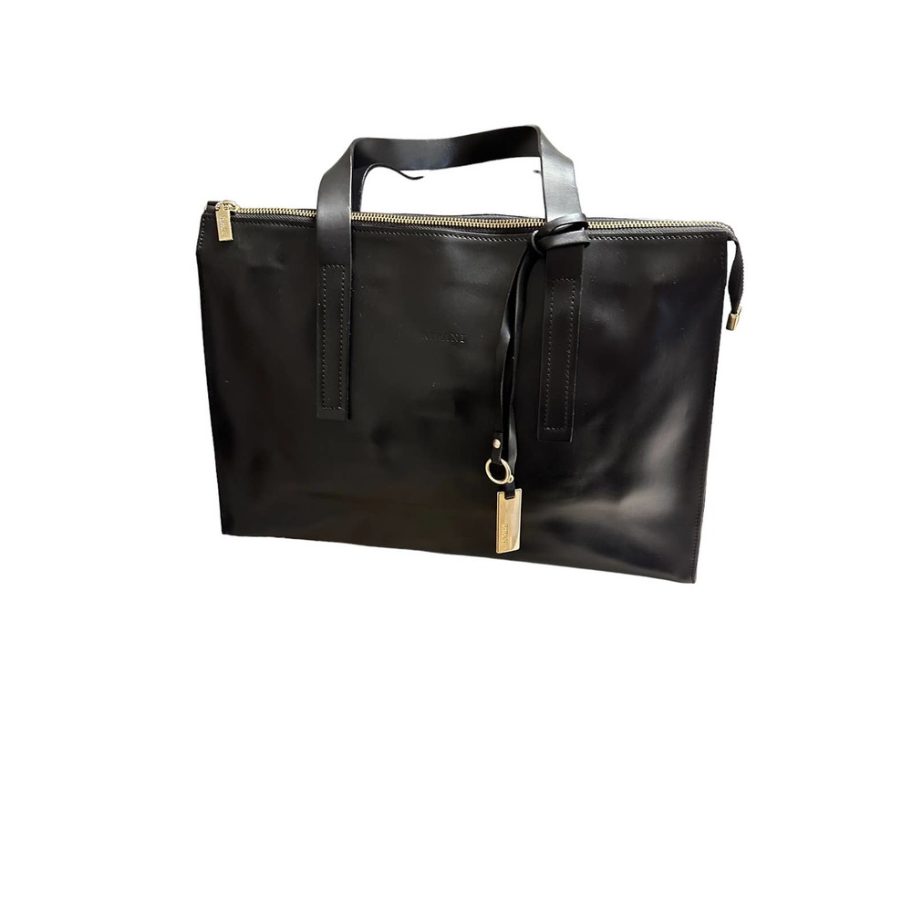 Black Leather Crossbody Bag with Gold Hardware